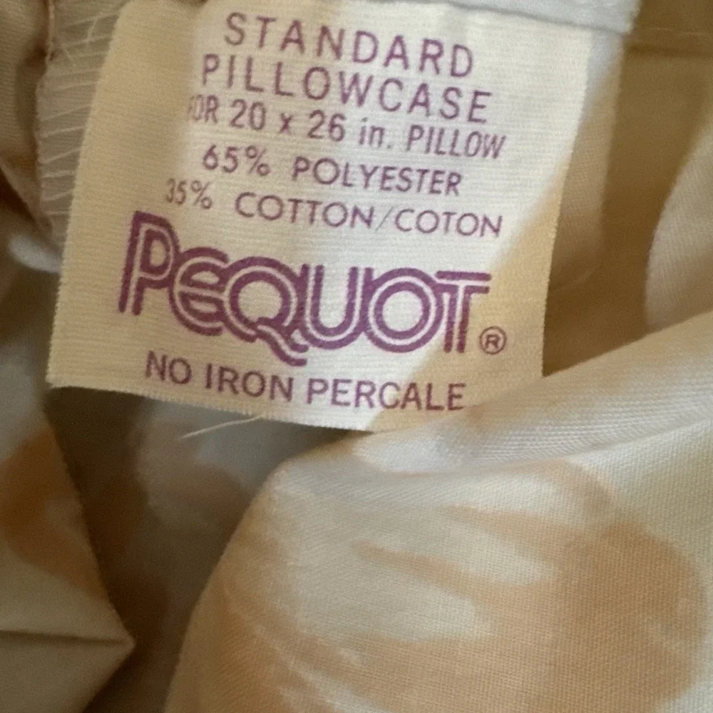 Vintage 70's‎ Pequot No-Iron Percale Standard Pillow Case Tan Orange Butterfly